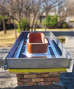 Stock photo of mold set-up for chimney crown-Black Velvet Chimney Chimney crown being installed-mold set up read to pour