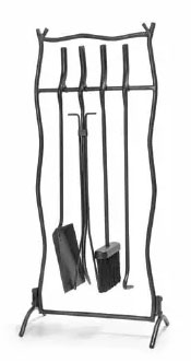 Fireplace accessories including shovel broom poker and holder