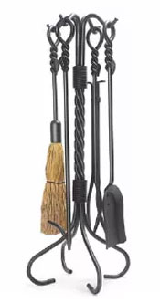 Another style of fireplace accessories whisk broom, poker, shovel, stand