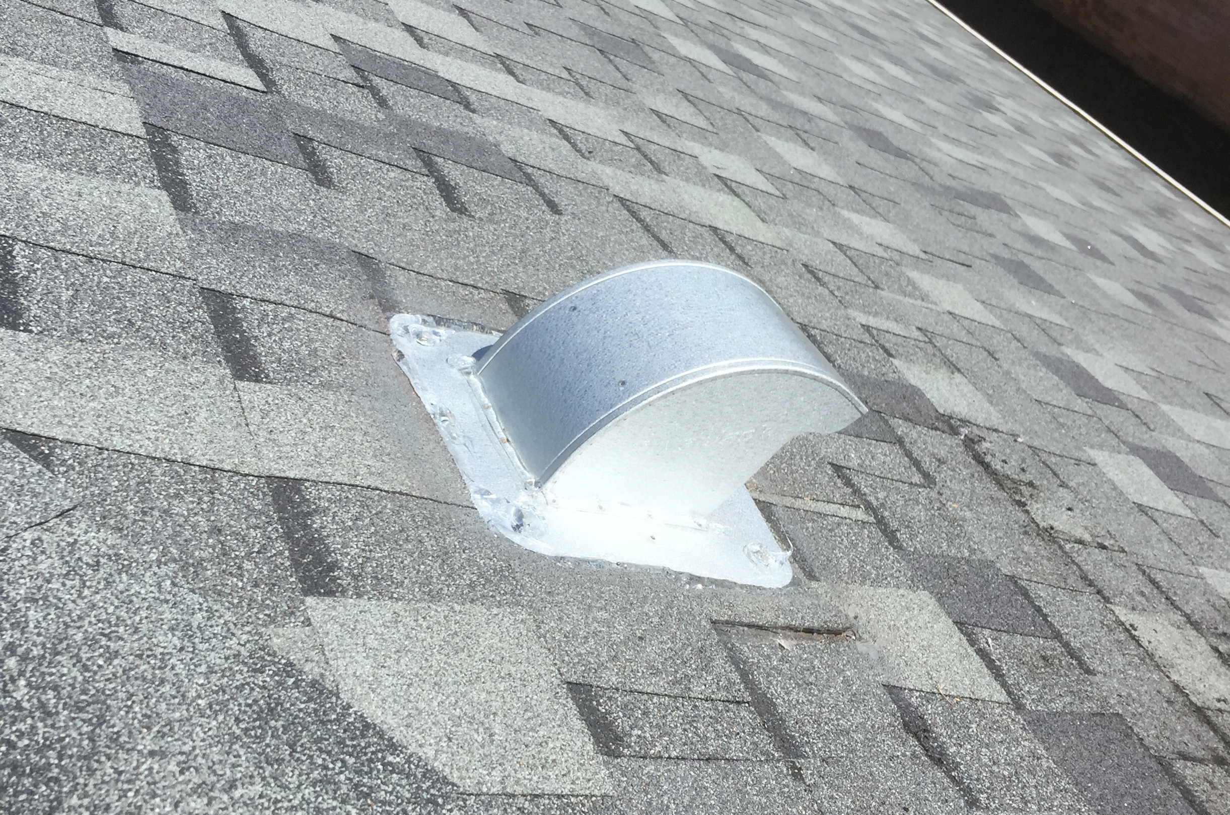 Dryer vent exhaust on the roof